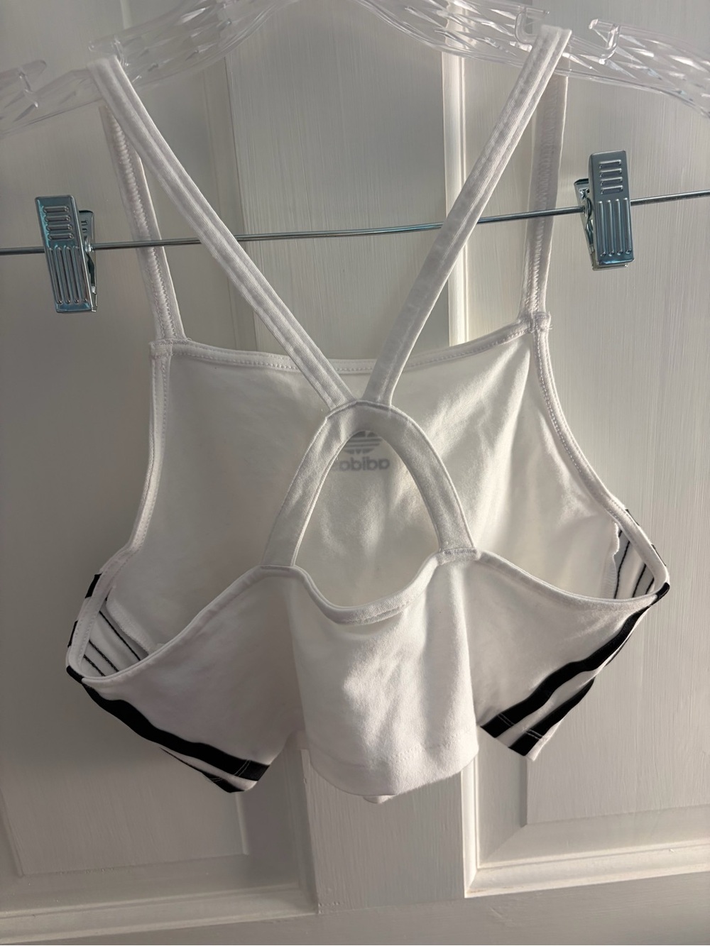 adidas White Crop Tank with Black Stripes - Picture 3 of 3